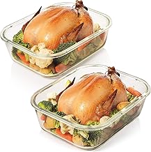 Razab 10 Cups/ 80 Oz 4 Pc (Set of 2) Glass Food Storage Containers with Airtight Locking Lids-For Storing & Serving Food. BPA Free & Leak Proof - Microwave, Dishwasher, Fridge, Freezer and Oven Safe
