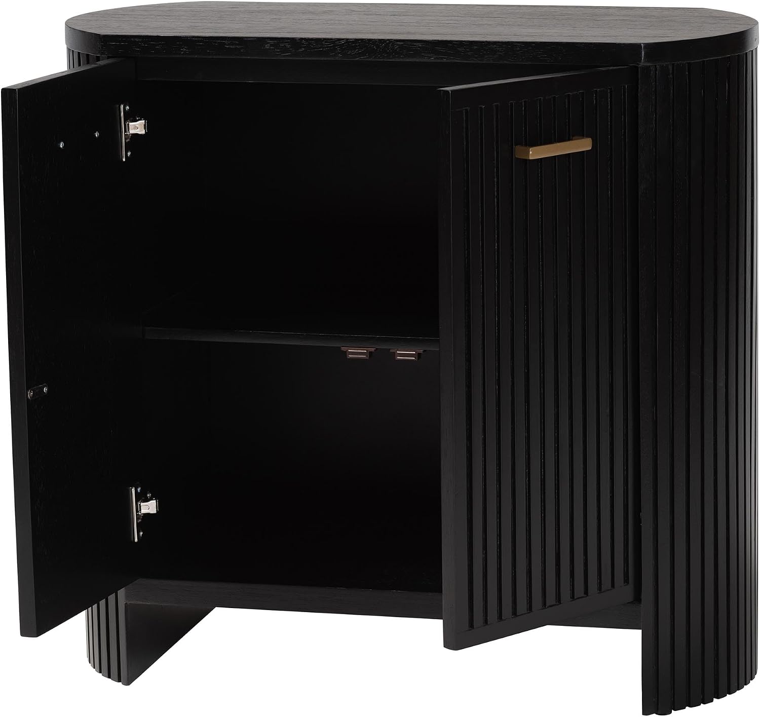 Bali & pari Keshet Fluted Wood Storage Cabinet - 2-Door Accent Cabinet with Vertical Slat Panels and Metal Door Pulls for Living Room or Entryway