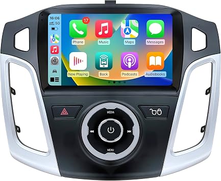 Car Radio Stereo for Ford Focus 2012-2018 9 Inch Touch Screen Head Unit Replacement with Wireless Carplay Android Auto GPS Bluetooth 5G-WiFi 1080P Backup Camera FM SWC