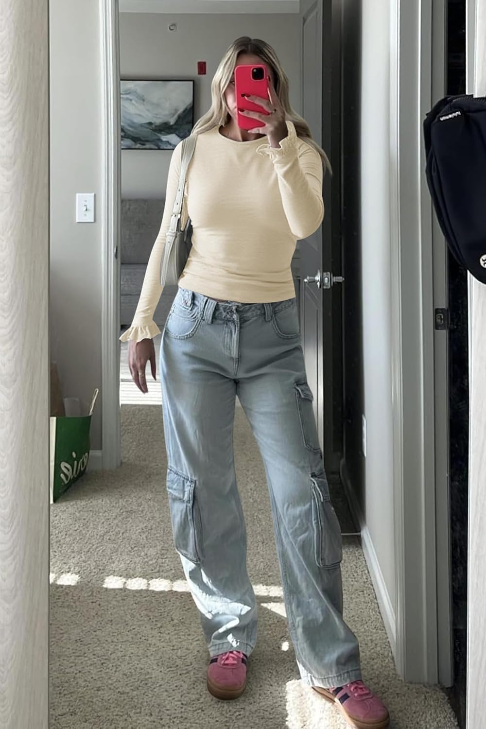 Tankaneo Womens Long Sleeve Shirts 2026 Spring Fall Trendy Basic Tees Ruffle Going Out Tops Outfits Y2k Clothes - Image 5