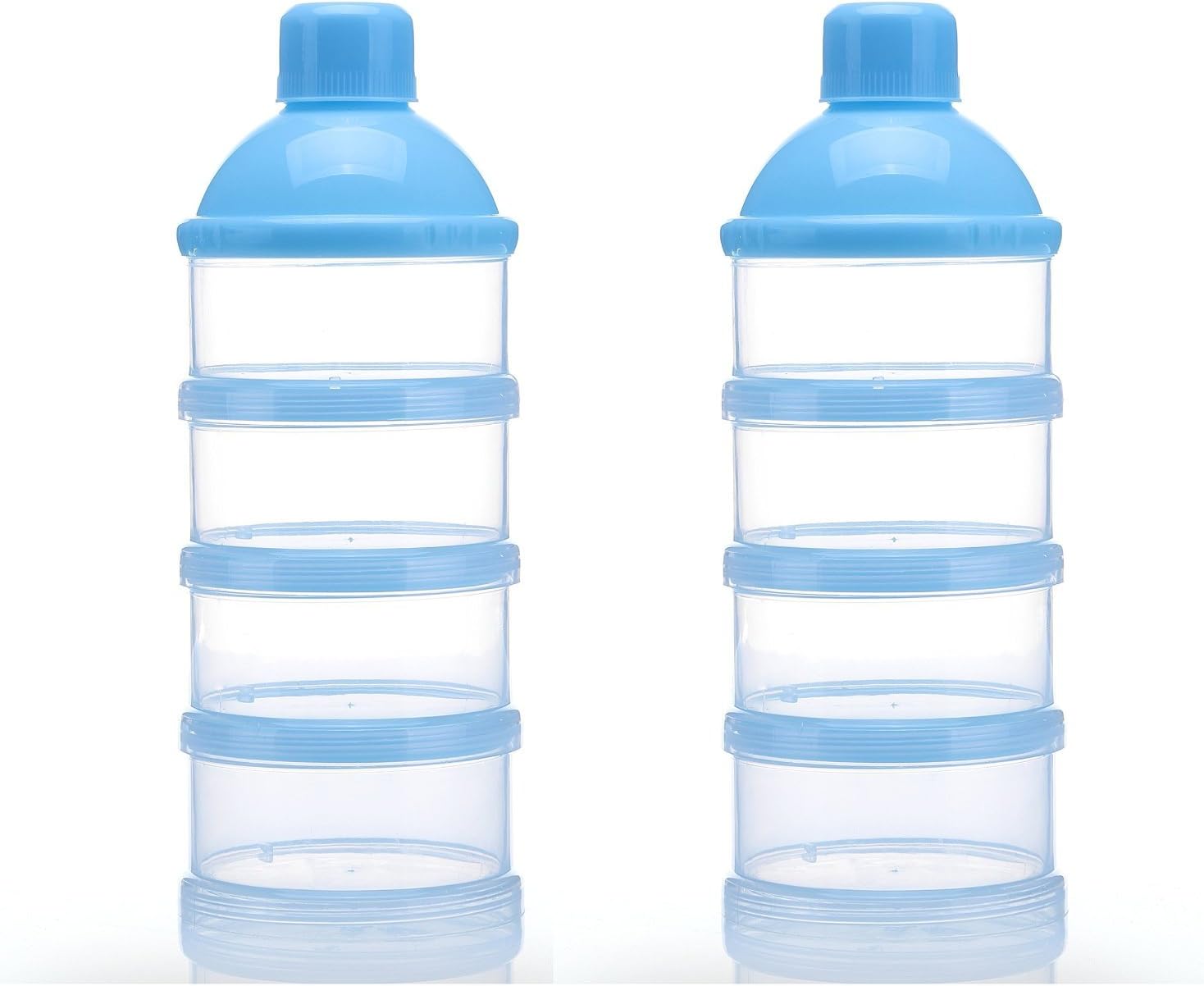 Sweet Mall 2pcs/Lot Baby Milk Powder Dispenser Stackable Formula Storage Snack Container Four Chamber (Blue 2pcs)