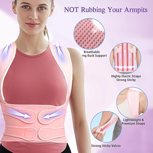 Miniatura 4 de Corrector de postura de espalda para mujeres y hombres, soporte ajustable completo de espalda y alisador de hombros, para aliviar el dolor de