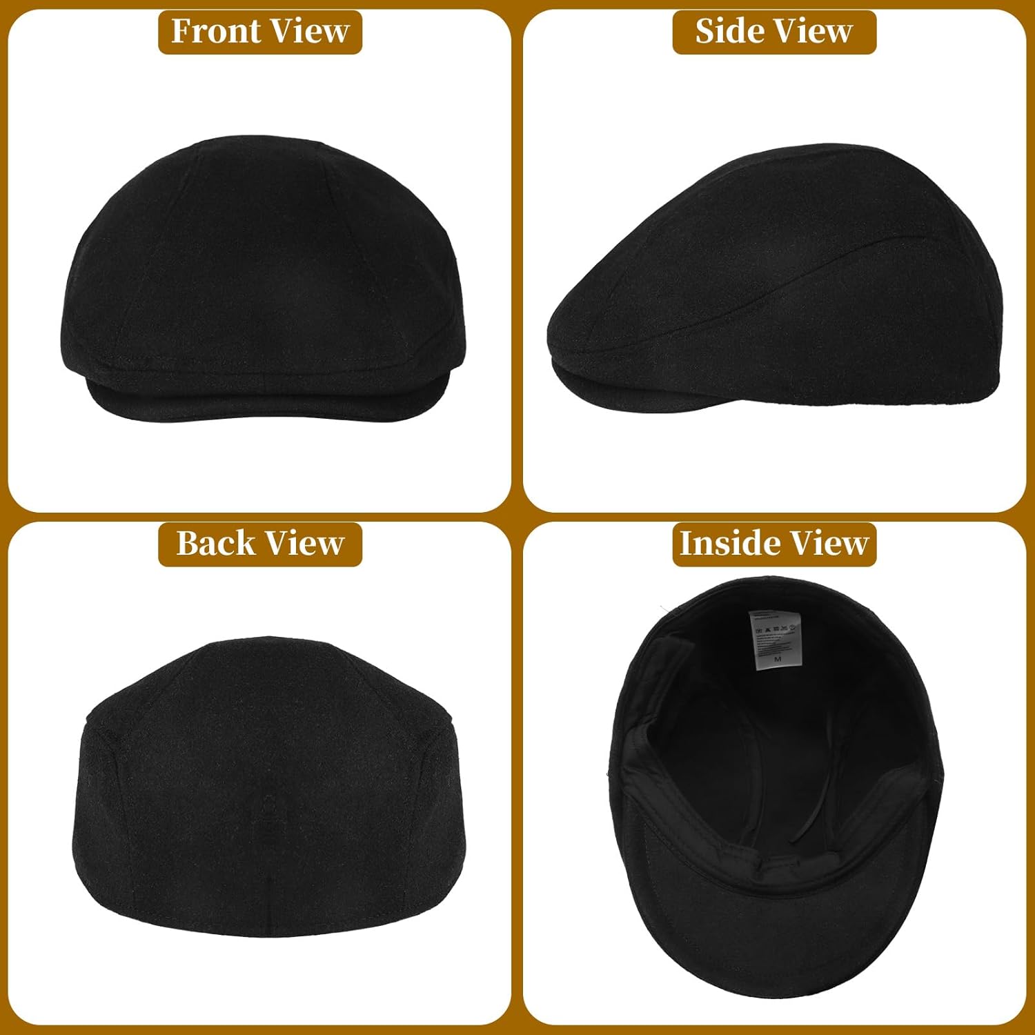 YDO DENSER Men's Newsboy Caps Wool Gatsby Beret Hat Retro Irish Driver Flat Cap Classic Dress Hat Fitted Caps for Golf - Image 3