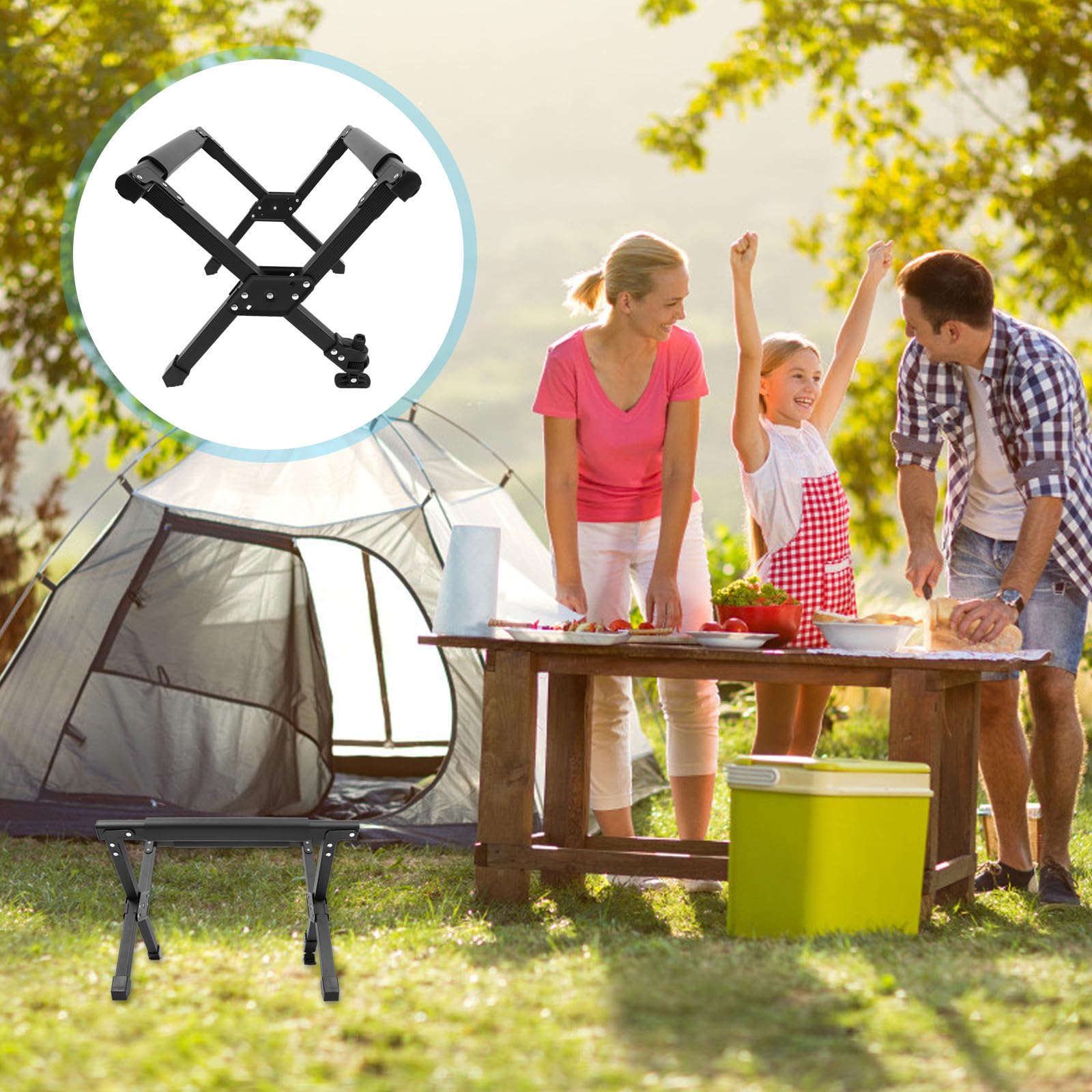 Totority Verstellbarer Klappbarer Eisboxgestell Halterungsrahmen Gestell aus Aluminiumlegierung für Camping und Wanderausrüstung mit Sommeratmosphäre und Portablem Zufälliger Stil