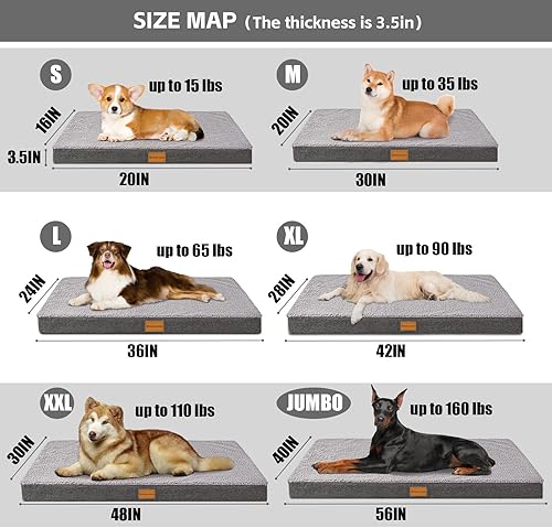 Miniatura 6 de Patas Lague Cama ortopédica para perros medianos de 36 x 24 pulgadas, cama mediana de espuma para huevos con funda extraíble lavable, tapete