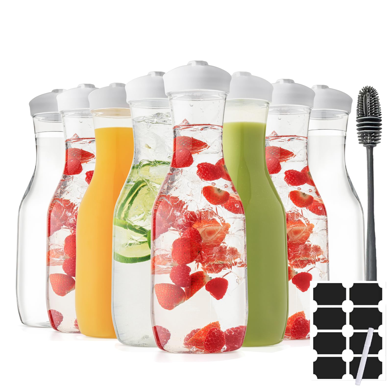 KORDISEN Water Carafe with Lid, 50 Oz Plastic Pitcher for Drinks, Milk