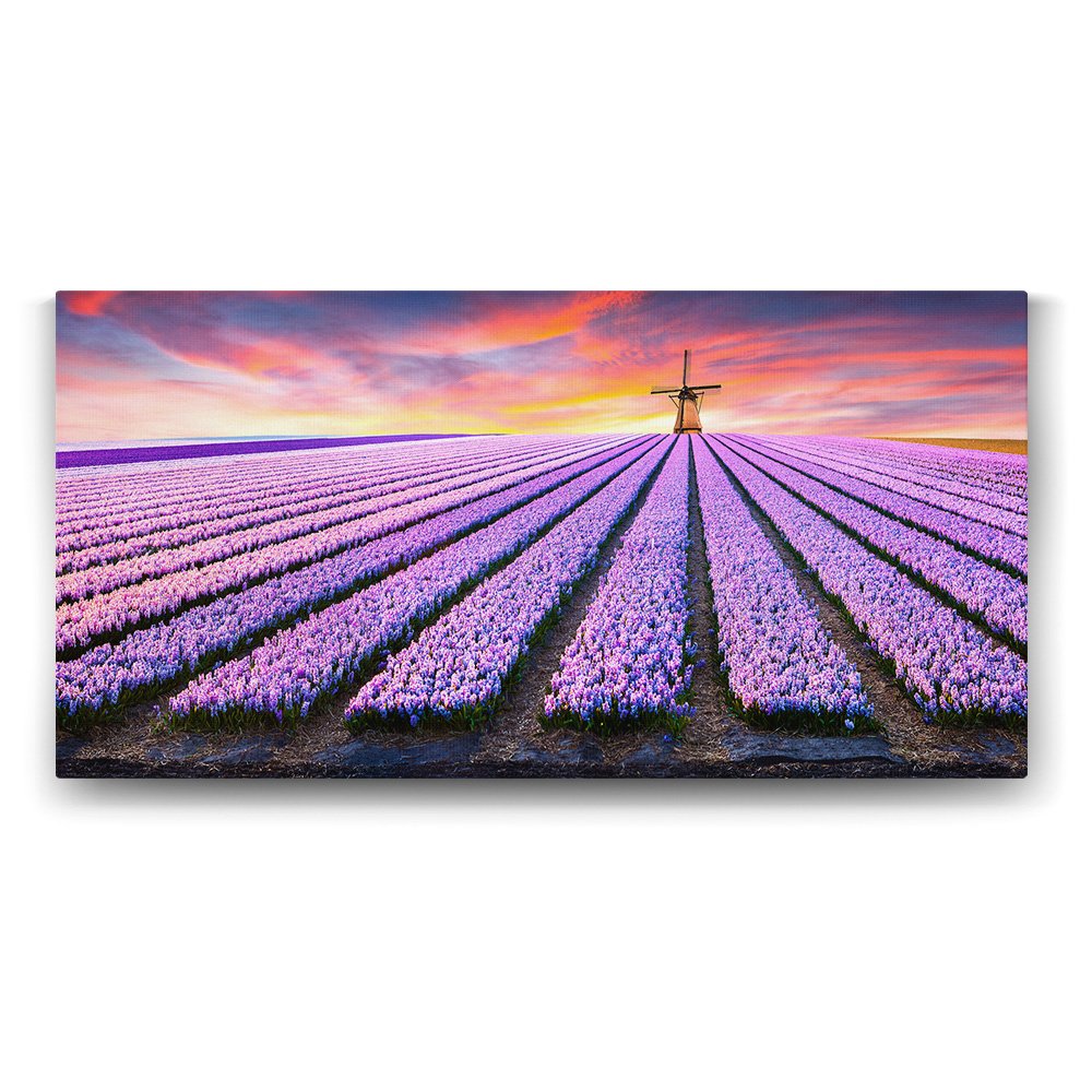 Yel Değirmeni ve Lavanta Tarlası Tablosu - 120x60cm