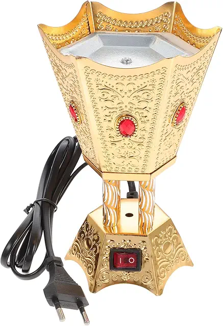 Brûleur d'Encens Électrique Vintage Alipis - Décoration Orientale Rétro en Fer Doré