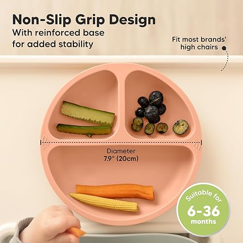 Miniatura 4 de KeaBabies Placas de succión para bebé, niños pequeños, paquete de 3 platos 100% de silicona para niños, platos divididos para bebés con succión,