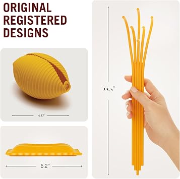 Monkey Business Silicone Kitchen Tools in Gift Box/ 3 Big Pasta Shaped Kitchen Gadgets/Ravioli Spoon Rest, Conchiglie Lemon Squeezer, Spaghetti Serving Spoon/Pasta Grande No. 3