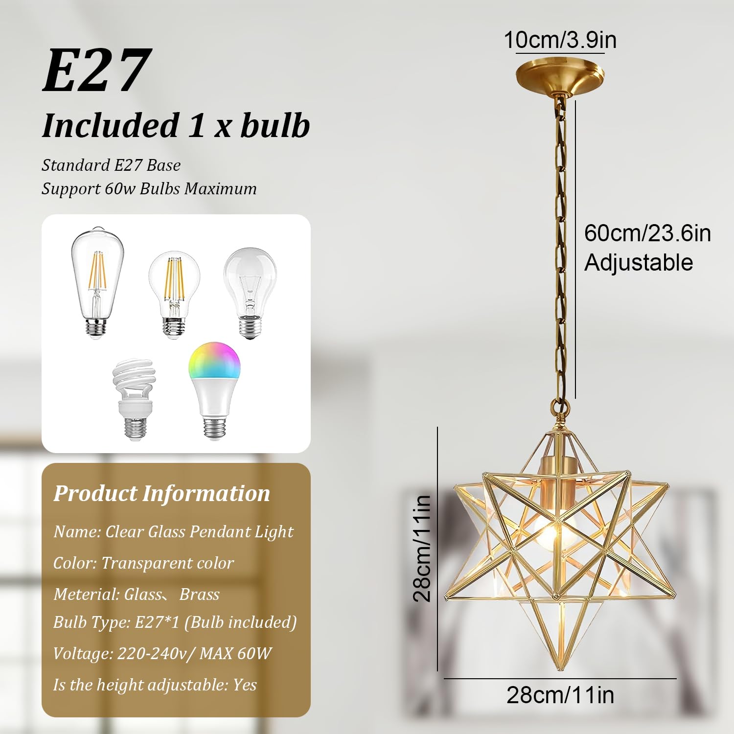 Lampadario a sospensione in vetro a stella con cristallo trasparente, lampadario rustico industriale vintage, lanterna sospesa, illuminazione a sospensione interamente in rame per soggiorno, ca