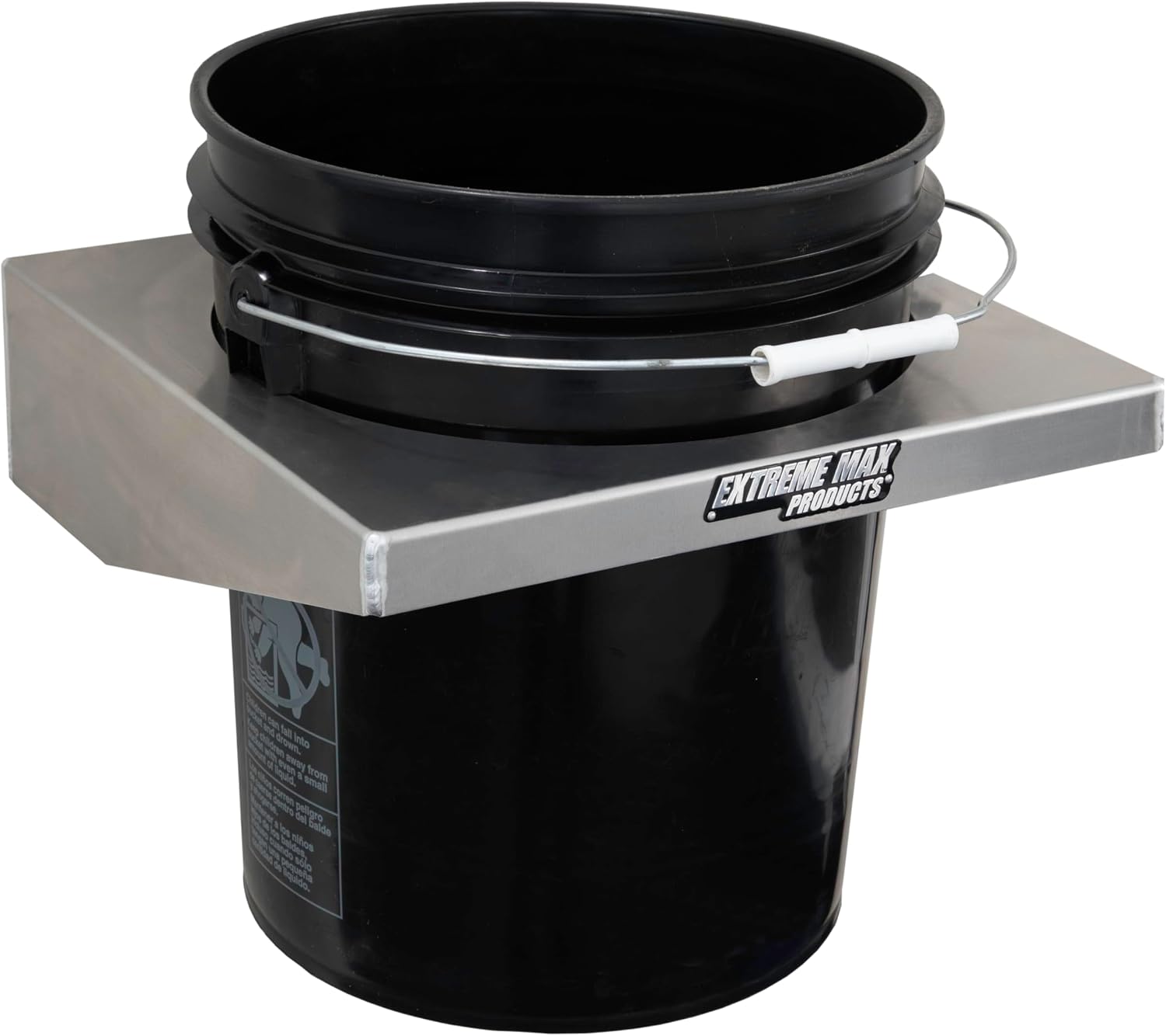 Extreme Max 5001.6727 Aluminum 5-Gallon Bucket Bracket for Race Trailer, Garage, Shop, Enclosed Trailer, Toy Hauler - Silver
