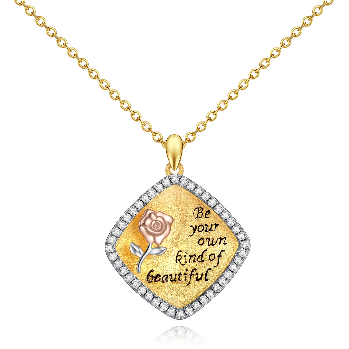 18K Gold Plated Sterling Silver Heart Pendant Inspirational Necklace - Valentine's Day Gifts