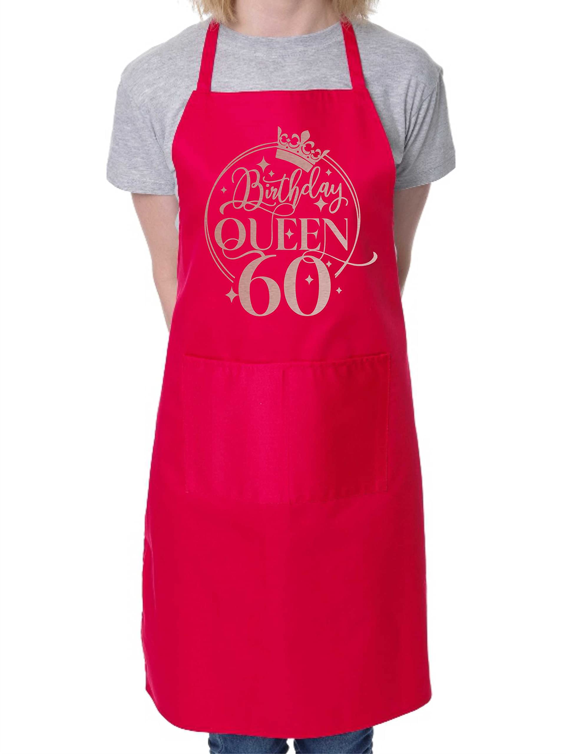 Print4u Unisex Red Birthday Queen 60 Ladies Apron 60Th Birthday Gift Cooking Baking