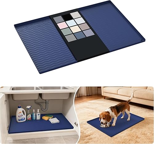 Miniatura 85 de URMONA Tapete de silicona impermeable para debajo del fregadero de 40 x 22 pulgadas, forro para estante de cocina y baño, protector de gabinete y