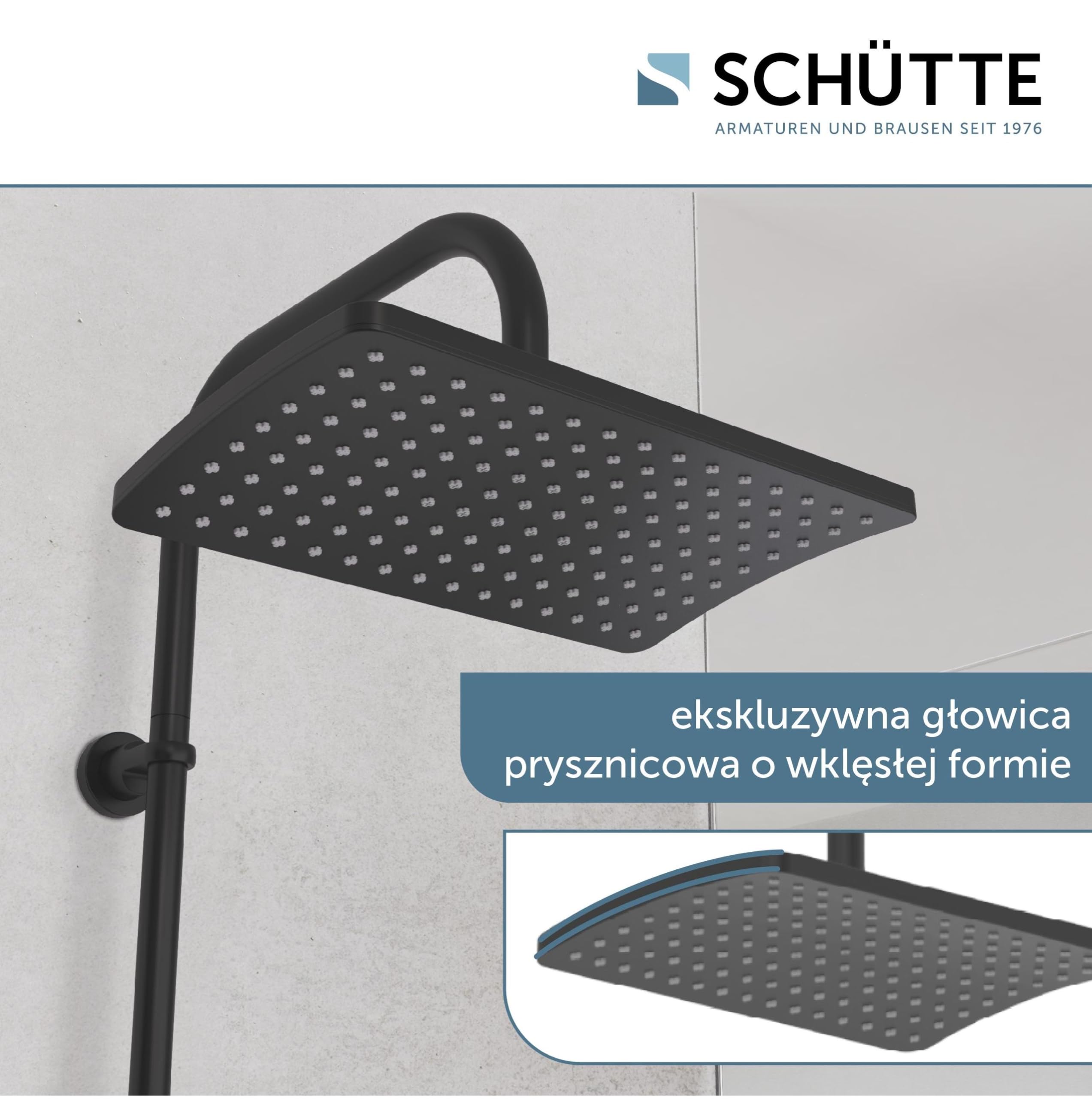 Schütte Zestaw prysznicowy MALLORCA kolumna prysznicowa z dużą deszczownicą, słuchawka prysznicowa z 3 rodzajami strumienia, system prysznicowy bez armatury, czarny matowy