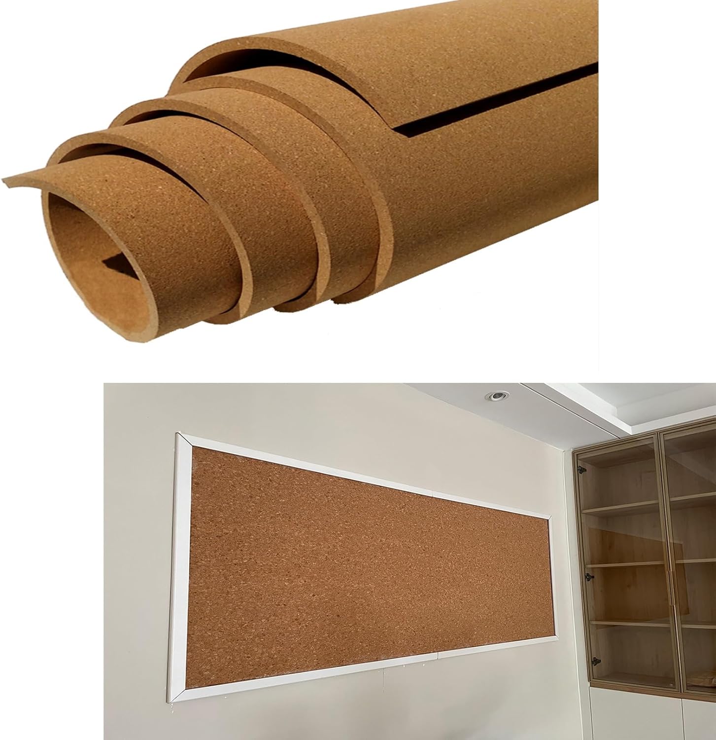 Cork Roll, Large Cork Board Roll, High Density Cork Sheet Roll, Drawer Liner, Sound Insulation, 1/3" 1/4" Thick, for Office Home DIY Supplies, Brown(Thick 8mm,1.2mx2m(3.9ftx6.6ft))