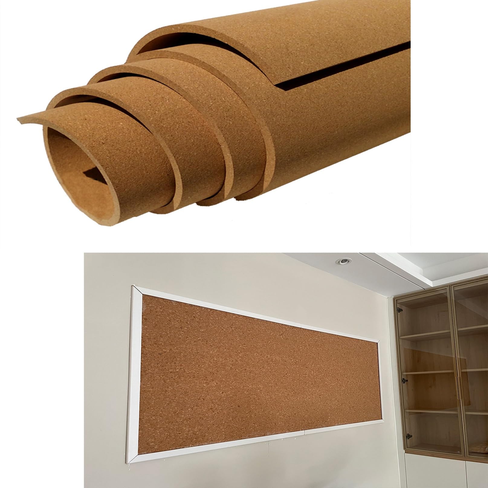 Rollo de corcho grande 1/4 pulgadas aislamiento acústico alta densidad para oficina hogar bricolaje 0,8 m x 1 m marrón