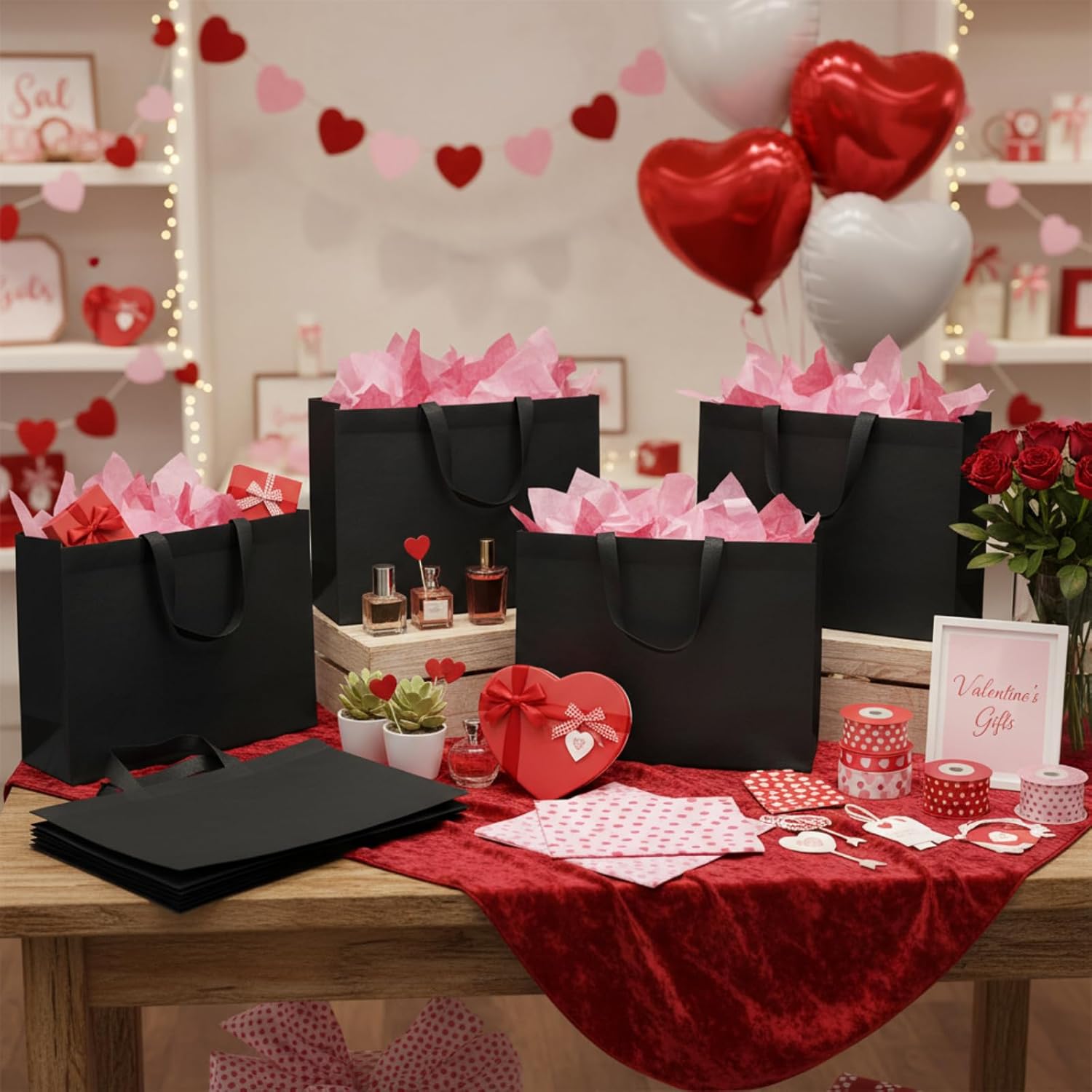 Amylove 100 Pcs Plastic Gift Bags with Handles Black Shopping Frosted Tote Bags Bulk Retail Bag for Small Business Boutique Wedding Holiday Gift Packaging16 x 12"x 6" - Image 4