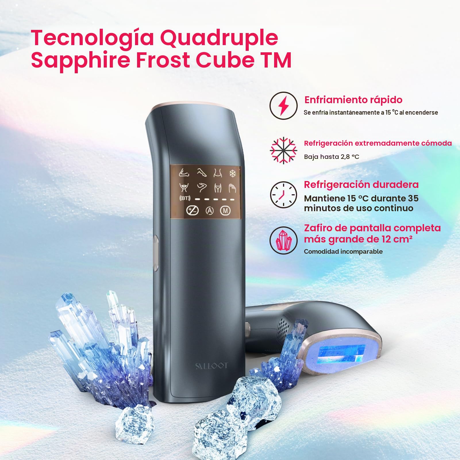 25J Depiladora Laser, Depiladora Luz Pulsada Mujer Hombre con TRIPLE-Pulso, 12 cm² Indolora Zafiro 3℃ Hielo Enfriamiento, Depilación Permanente para Cara, Axilas, Bikini（Azul marino）