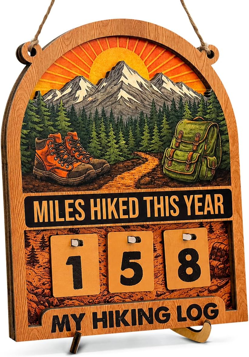 Hiking Gifts for Women Men Miles Hiked This Year Counter Sign