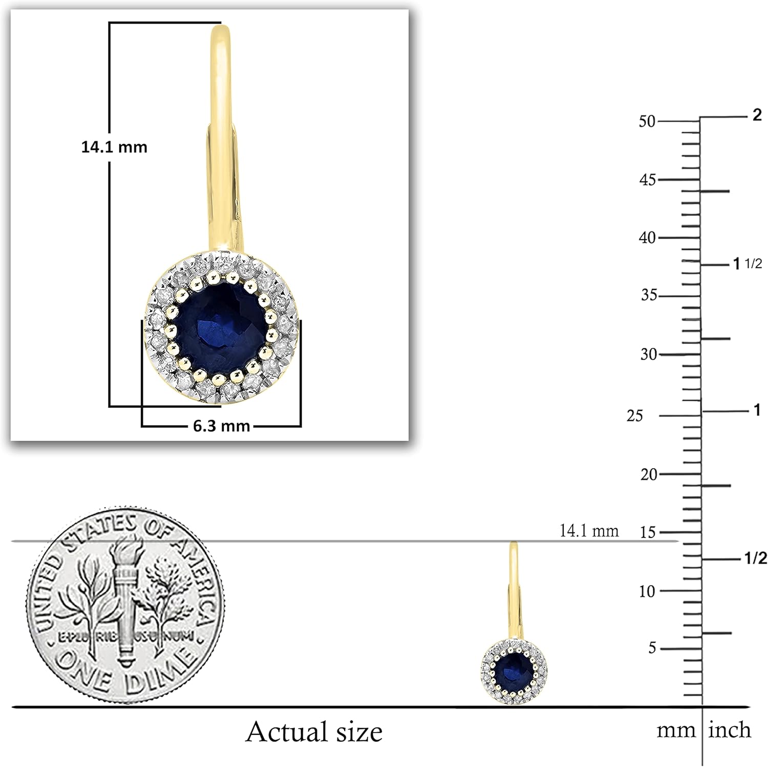 Dazzlingrock Collection Womens Halo Dangling Drop Earrings, 10K Solid Yellow Gold - Image 5