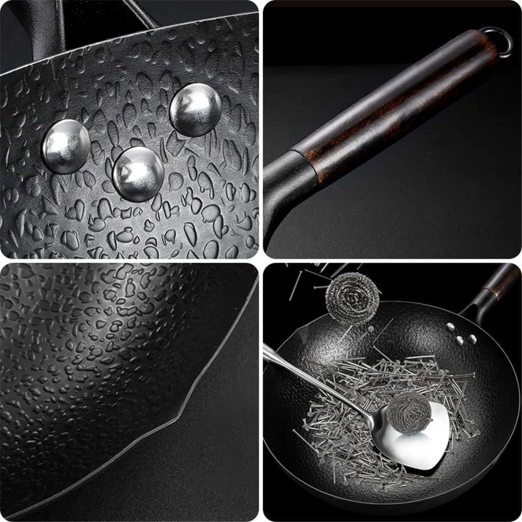 Wok Pan, Stir Fry Pan Flat Bottom Pan,Cast Iron Wok for Electric Stove, Induction Cooker and Gas Stove (A 32Cm)，A-32cm，A-32cm，A-32cm