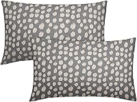 Vista 44 de Fundas de almohada marrón y blancas de 18 x 18 pulgadas, juego de 2 almohadas boho grises con lunares, fundas de almohada modernas estampadas
