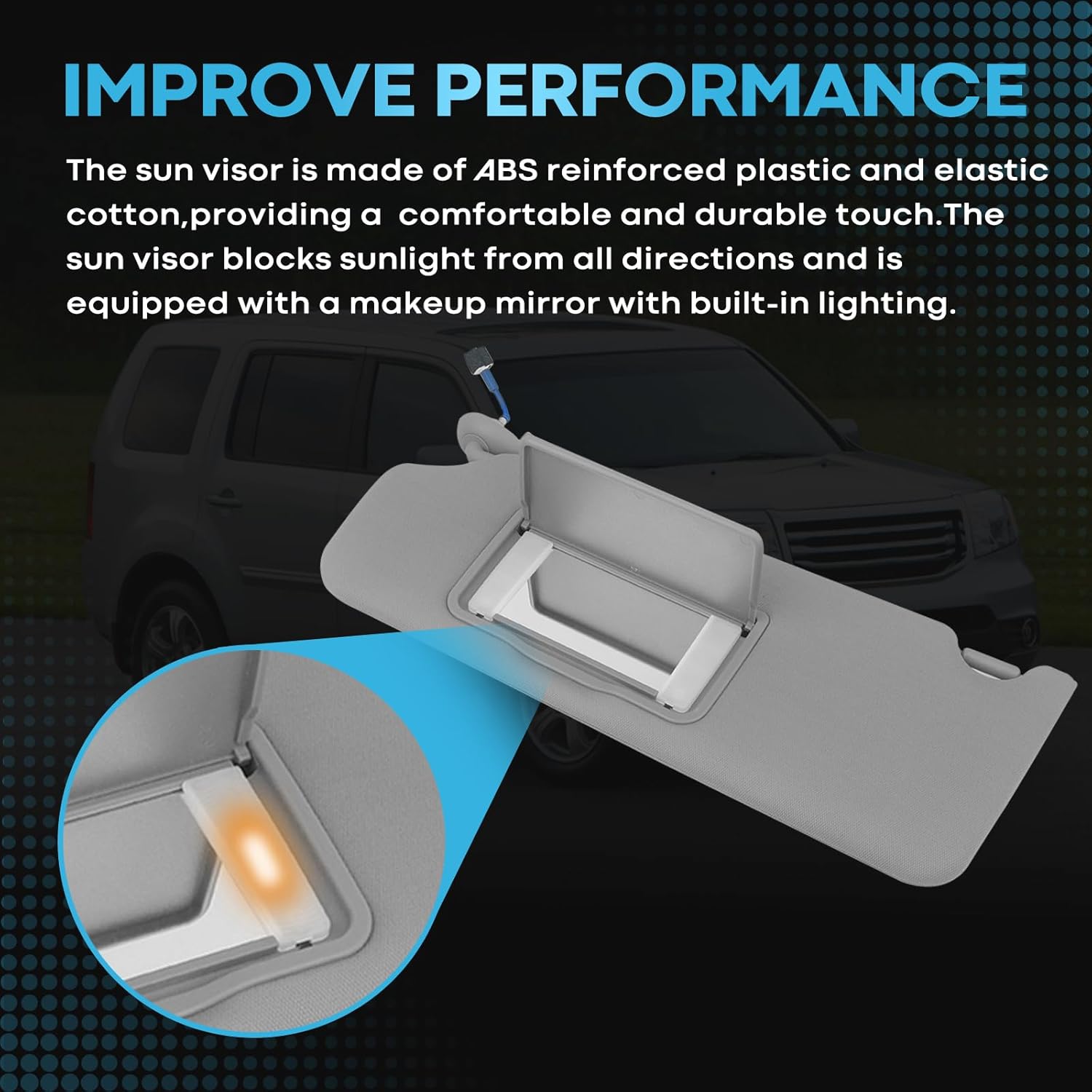 Driver Left Side Sun Visor Compatible with Honda Pilot 2009-2015 Sunshade 83280-SZA-A01ZA