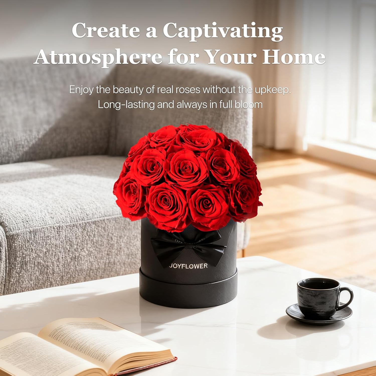 JoyFlower Preserved Flowers Box for Her, Mother's Day Forever Flowers Red Rose Gift for Mom Grandma, Long Lasting Eternal Roses for Wife Girlfriend on Birthday Anniversary Valentine's Day Christmas - Image 5