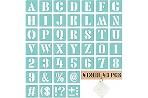 Letter Stencils 4 Inch, 43 Pcs Letter and Number Stencil Templates
