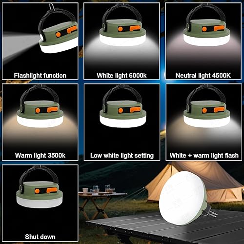 Miniatura 2 de Lámpara de camping al aire libre, lámpara recargable, lámpara de iluminación portátil. Equipado con 6 ajustes de brillo, lámpara de tienda con