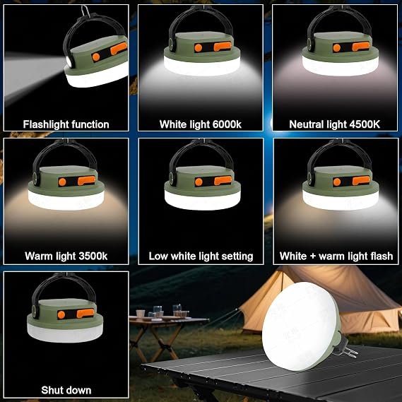 Camping Light Rechargeable LED Camping Lantern for Power Outages, 100W