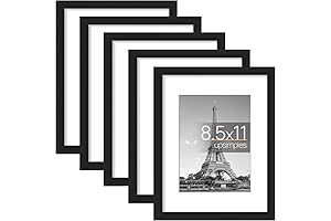 upsimples 8.5x11 Black Picture Frame Set of 5 for Wall Gallery, 6x8...