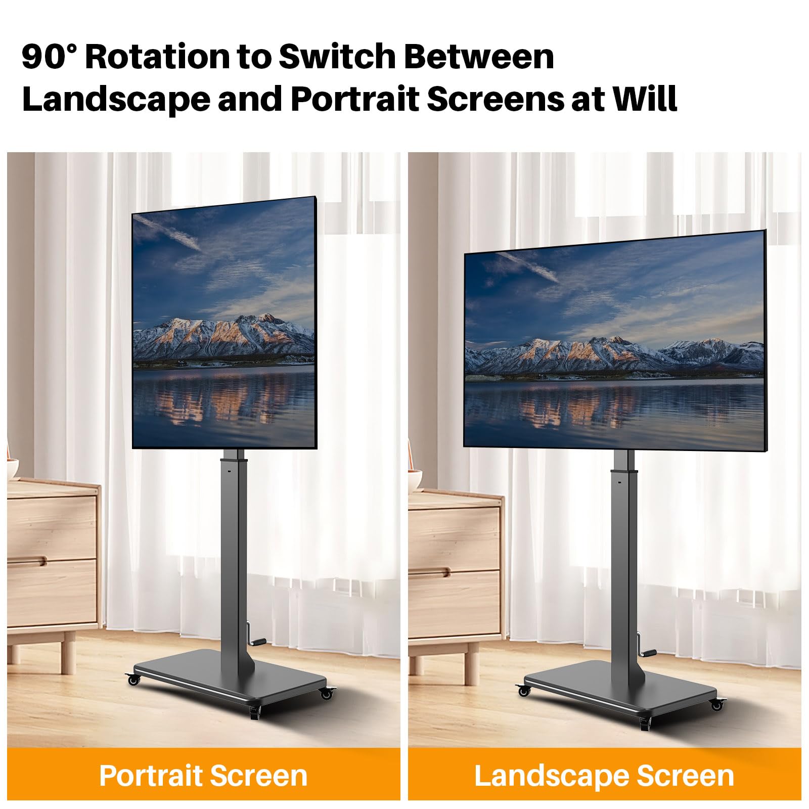 Amazon.co.jp: ハンドルリフト付きローリングテレビスタンド、42~75