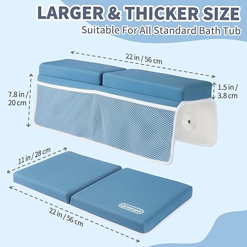 Miniatura 7 de URMYWO Juego de rodilleras y coderas de baño, almohadillas de baño de 1.5 pulgadas de grosor para bebé con organizador de juguetes, alfombrilla