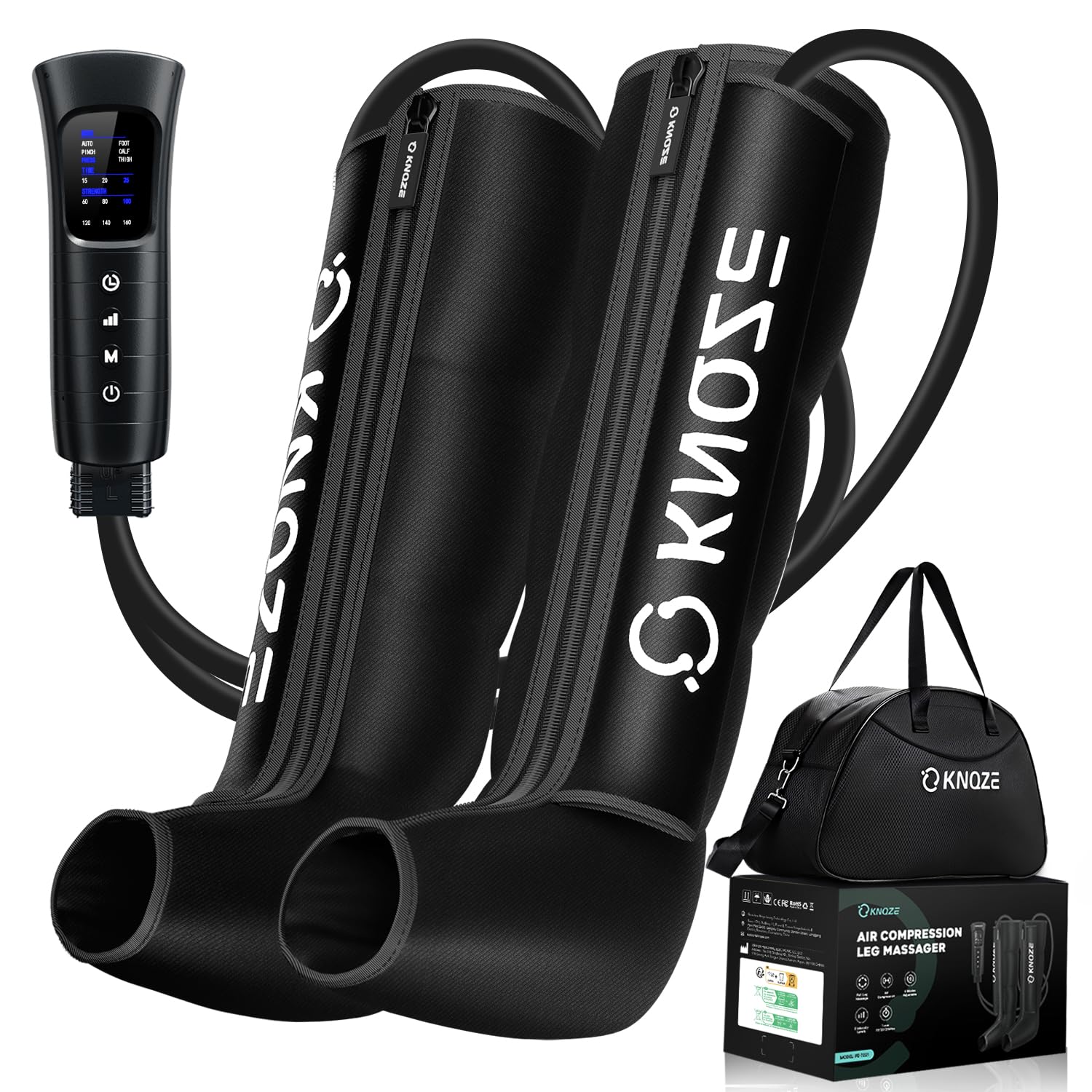 Appareil de Massage des Jambes par Compression d'air 6 Modes 6 Niveaux d'intensité pour Circulation Sanguine