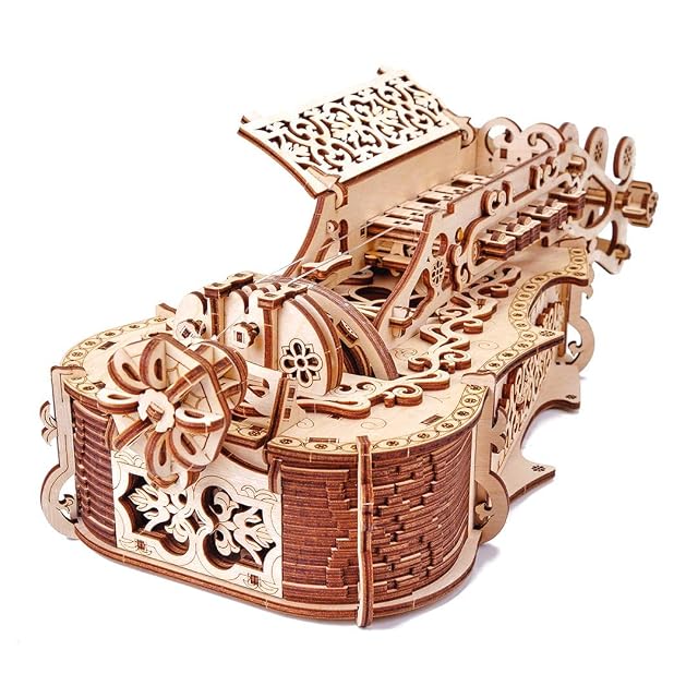 Foto 6 de 7 de Wood Trick Lyra da Vinci Puzzle 3D de madera para construir para adultos y niños: Kit de Hurdy Gurdy…