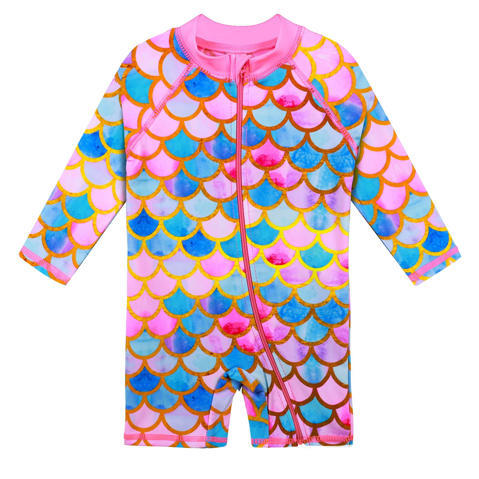 HUAANIUE Toddler Girl Swimsuit Long Sleeve UPF50+ Sun Protection 0-6T