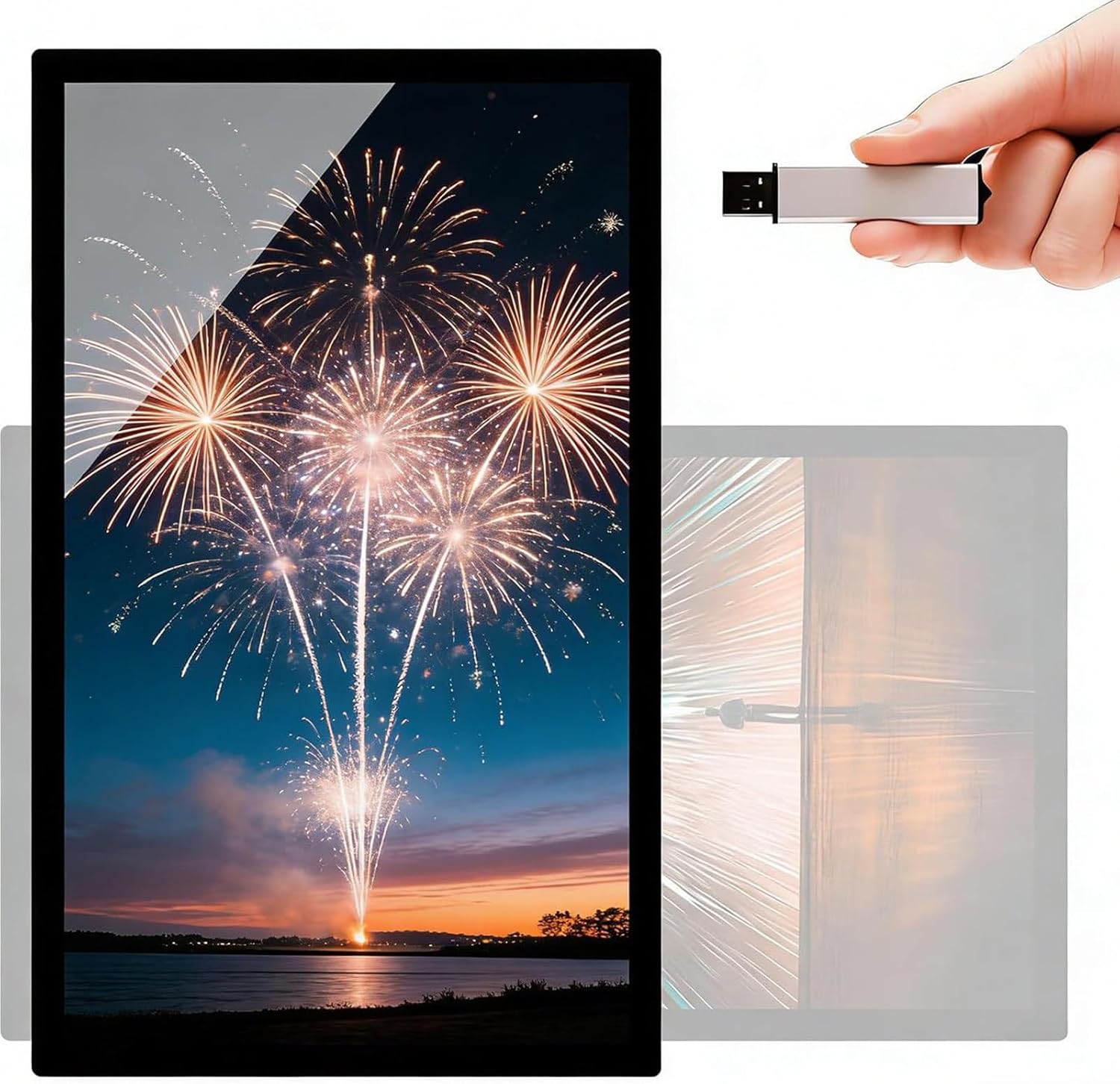 Digital Kiosk,Advertising Media Player,Digital Signage Screen,Landscape+Portrait Switching+looping+smart Split Screen+Remote Control,Share Photo Video via app or USB 27"