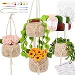 Imcrasy Crochet Kit for Beginners with Step by Step Video Lessons | 6 PC Potted Plants and Succulent Family Crochet Kit with Accessories (40%+ Yarn)