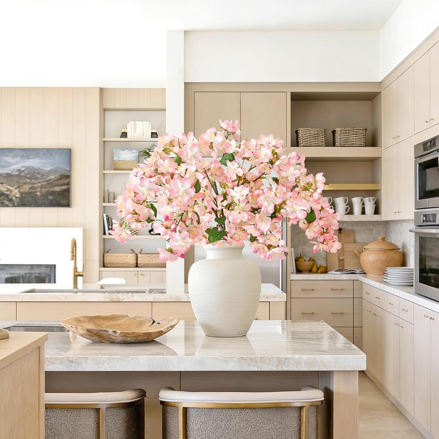 TOCHGREEN Artificial Cherry Blossom Branches 6PCS Fake Flowers Artificial Faux Silk Flowers Plum Tree Blossom Fake Plants Arrangement for Spring DIY Home Wedding Table Office Vase Decor (Pink) - Image 5