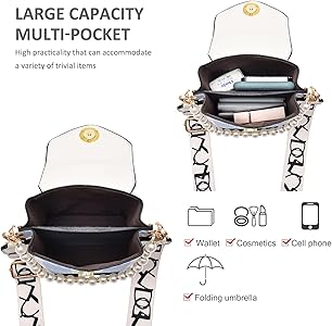 NICOLE & DORIS Women's Black Crossbody Bag, Small Shoulder Bag for