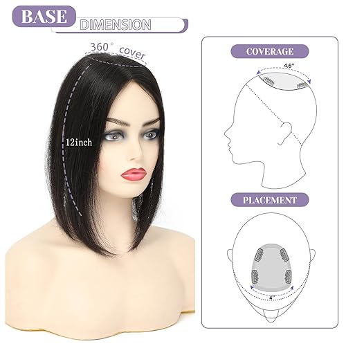 Miniatura 3 de lagomance Cubrecabello humano 100% real para mujeres con cabello delgado, cabello humano Remy para mujeres, piezas de cabello humano real para