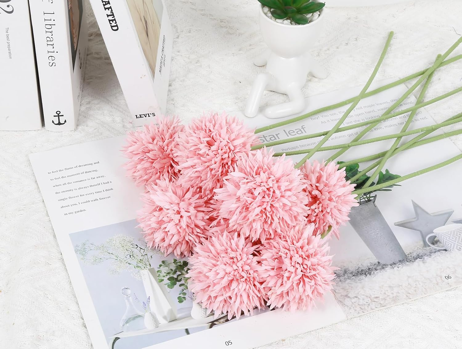 IPOPU 12PCS Pink Chrysanthemums Artificial Flowers 17.3’’ Fake Mums Silk Flowers with Stems for Wedding Home Kitchen Party Garden Indoor Decoration(Pink) - Image 3