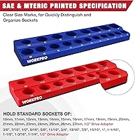 Vista 3 de WORKPRO Juego de organizador magnético de dados de 12 pulgada, 2 piezas SAE y soportes magnéticos de dados métricos, capacidad para 35 dados