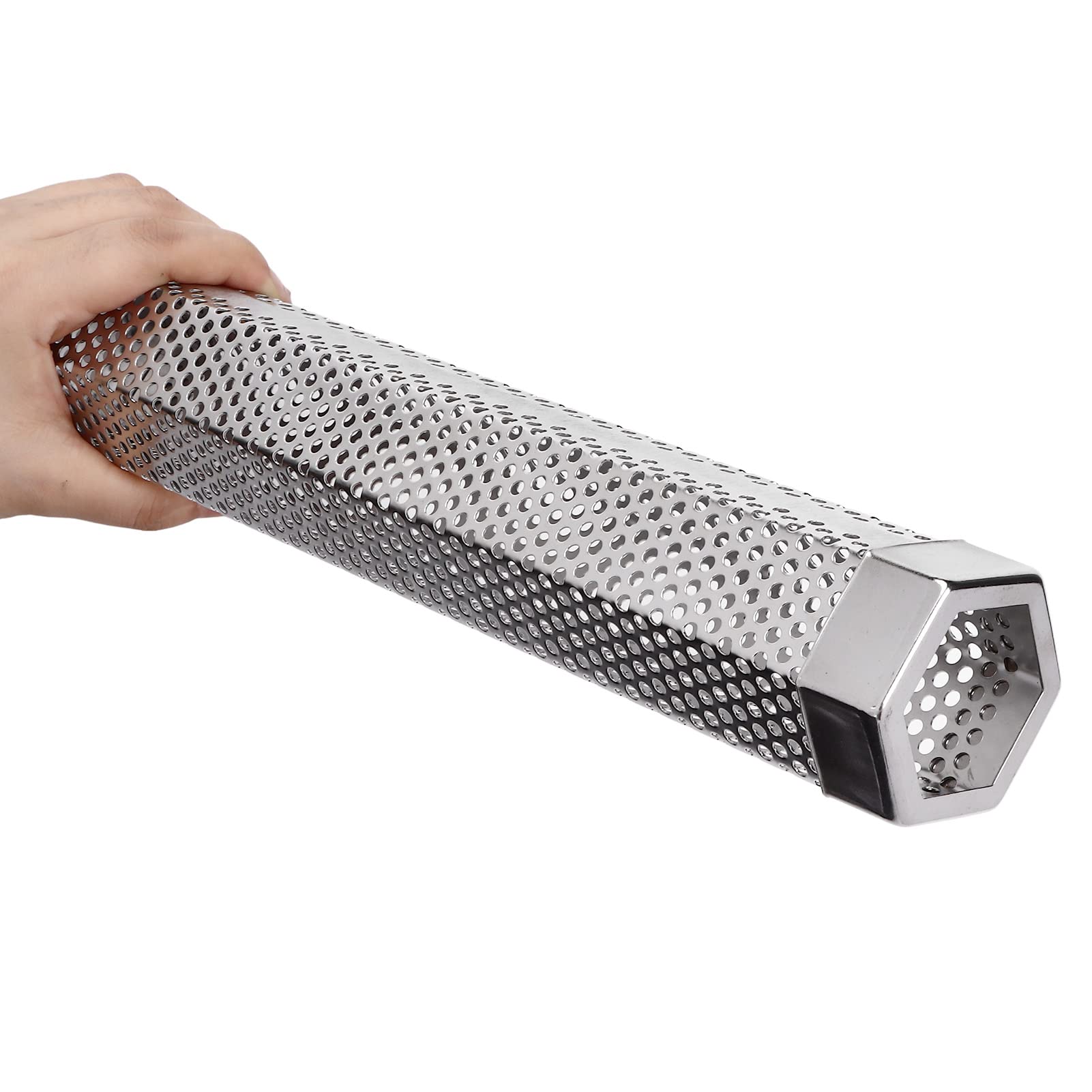Smoke Tube for Pellet Smoker, 12 inch Premium Stainless Steel BBQ Smoker Tube for Pellet Grill, BBQ Billowing Smoke Mesh for Hot or Cold Smoking, Hexagonal