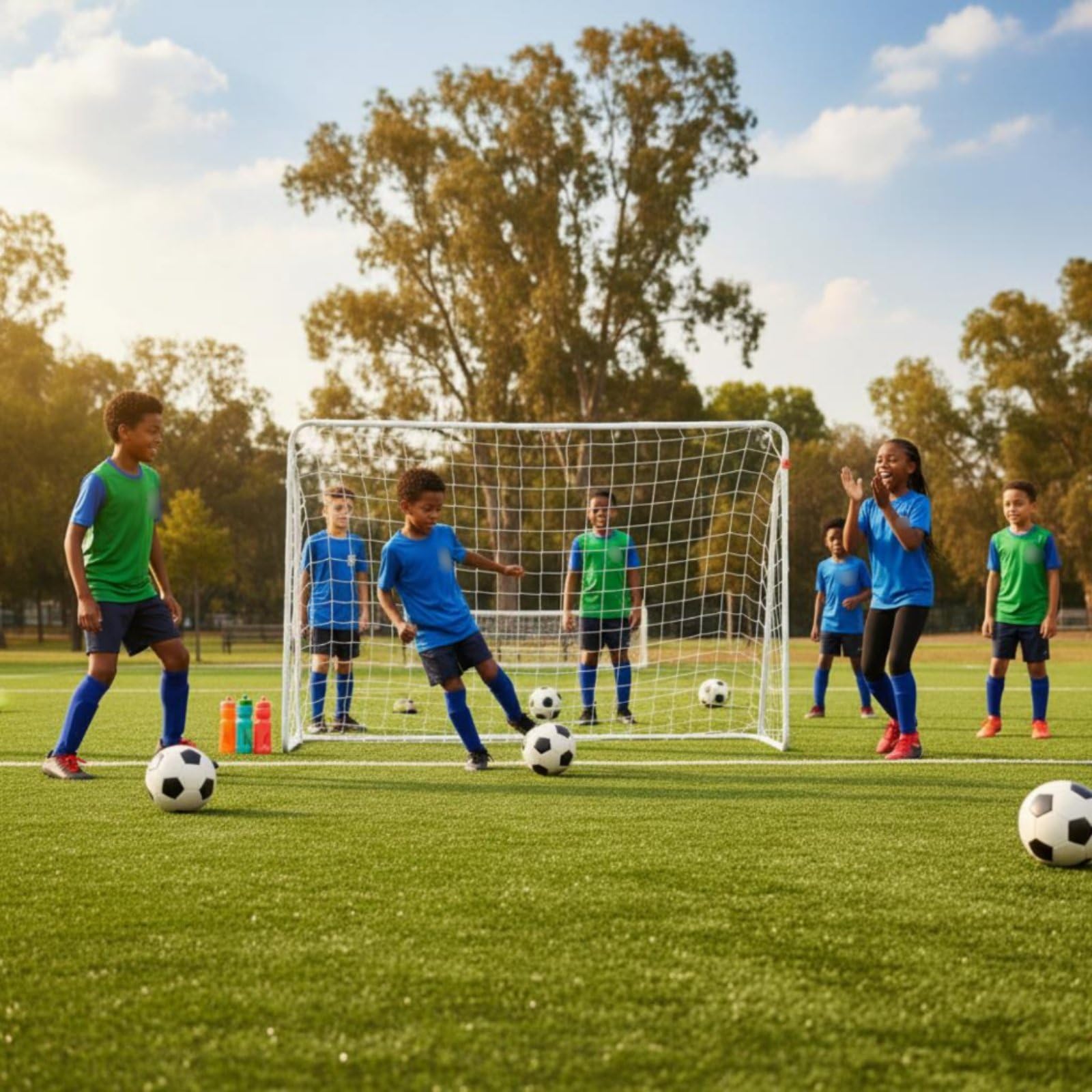 TISHITA Portería de Fútbol Portátil Red de Entrenamiento Marco de Acero Tubo de Acero Malla de PE Diseño Robusto y Ligero Transporte Sencillo Adecuada para