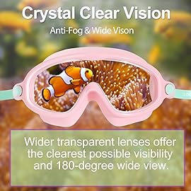 Kids Goggles for Swimming 2 Pack No Leaking Anti-Fog Outer Eye Fit with Wide View UV Protection Crystal Clear Watertight Swim Goggles with nose cover Suitable for Children Youth Boys Girls Age 3 to 14