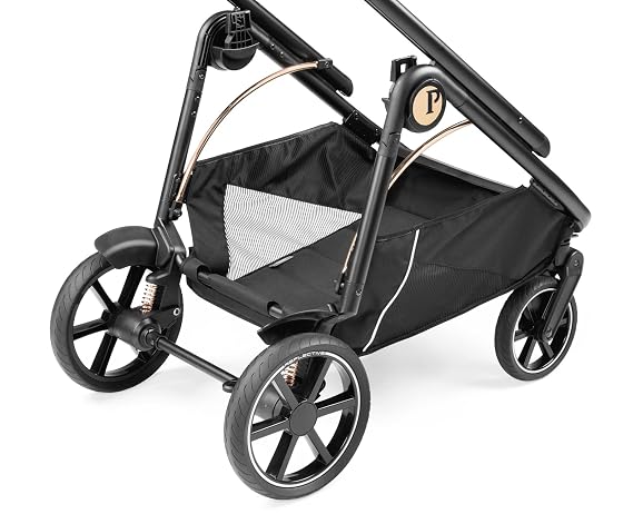Peg Perego Veloce - Compact Full Featured Lightweight Stroller - Compatible with All Primo Viaggio 4-35 Infant Car Seats - Made in Italy - Blue Shine (Blue & Copper Accents)